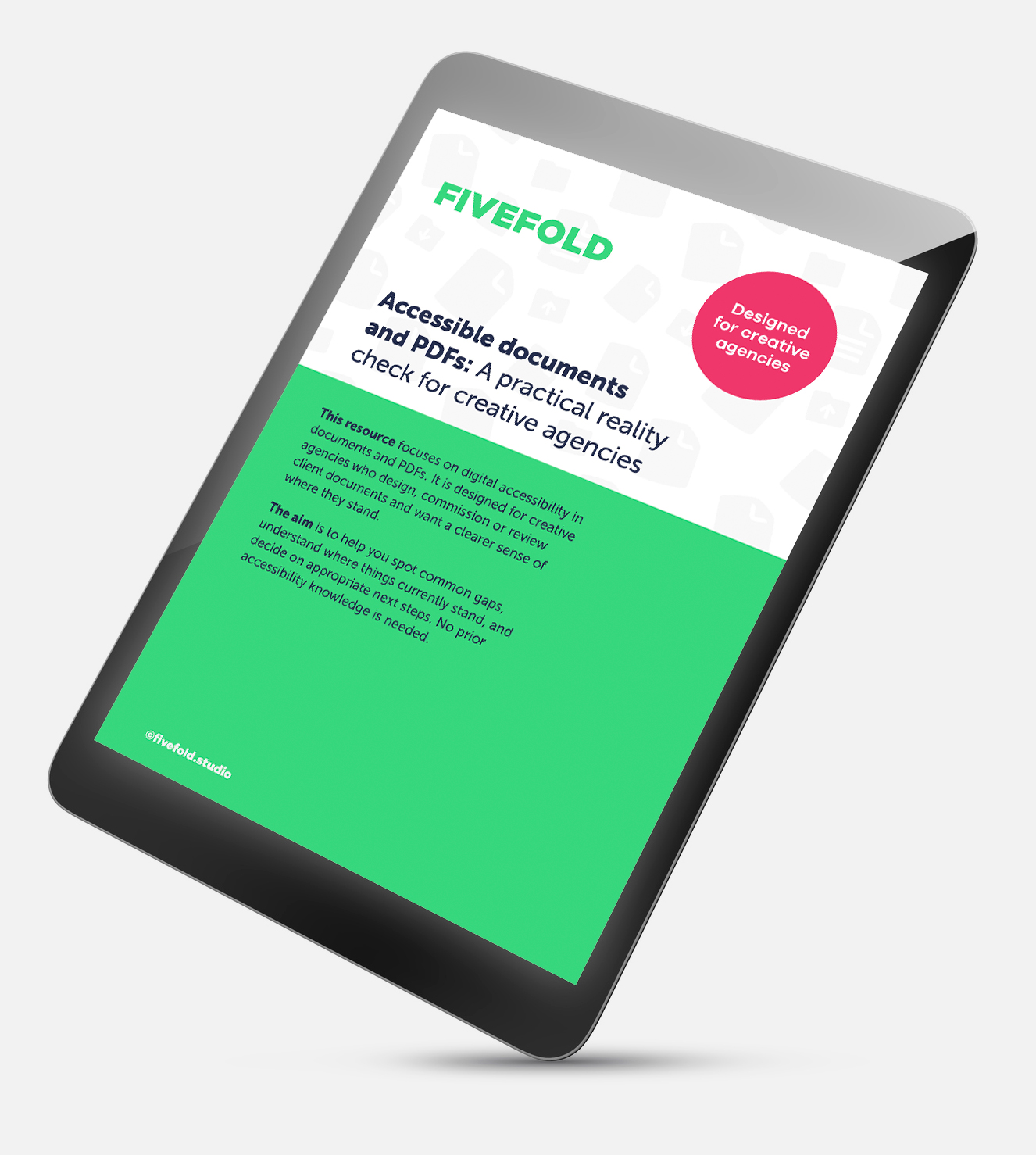 A tablet with the PDF checker displayed on the screen. 